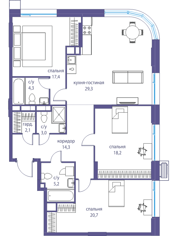 4 ккв (Евро) 114,4 м²