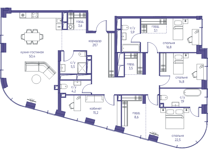 5 ккв (Евро) 191,7 м²