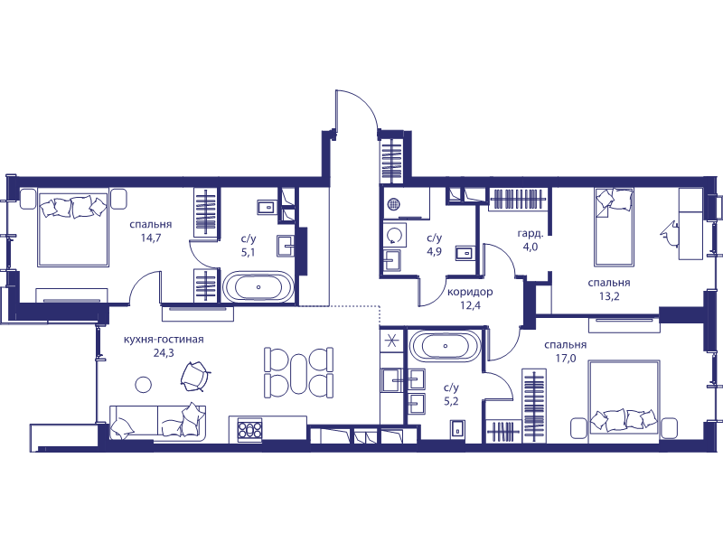 4 ккв (Евро) 100,8 м²