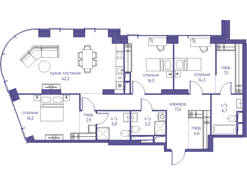 4 ккв (Евро) 139,1 м²
