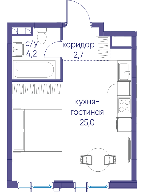 Студия 31,9 м²