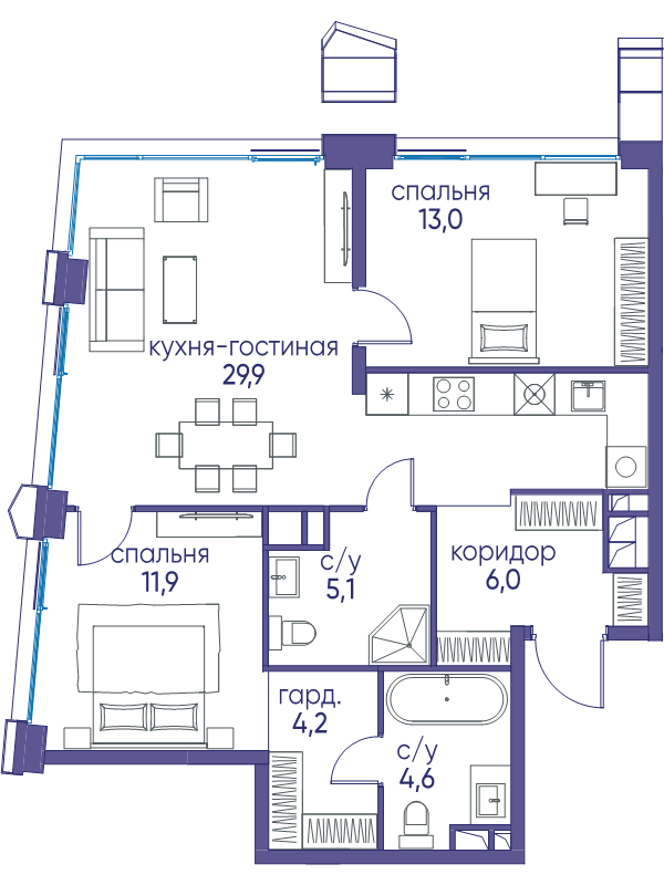 3 ккв (Евро) 74,7 м²
