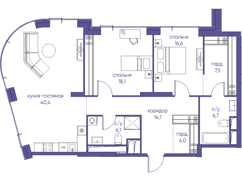 3 ккв (Евро) 113,5 м²