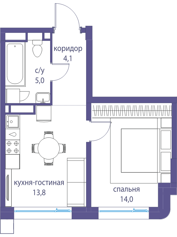 1 ккв 36,9 м²