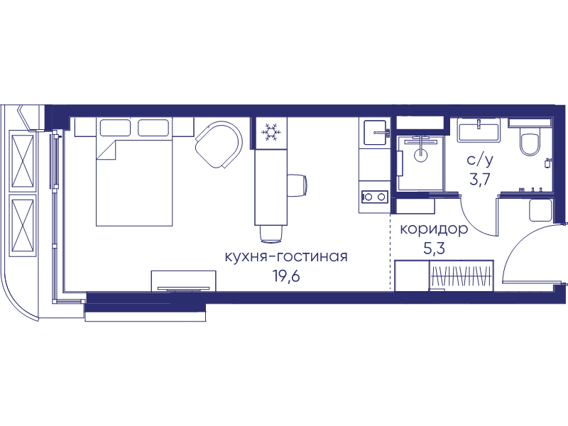 Студия 28,6 м²