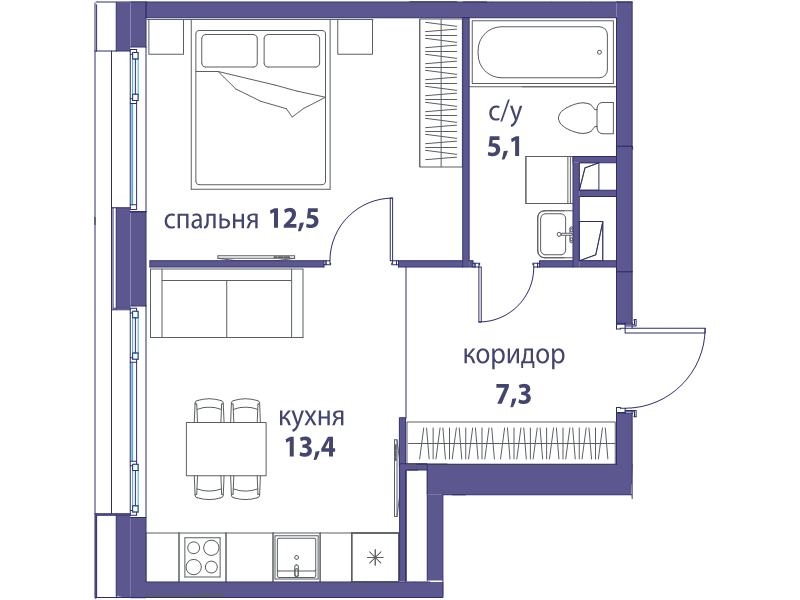 1 ккв 37,7 м²
