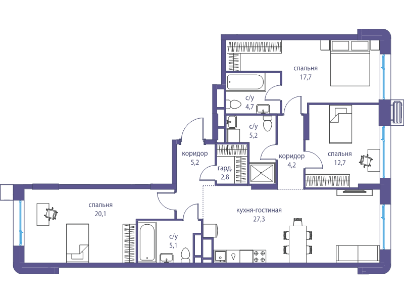4 ккв (Евро) 105 м²