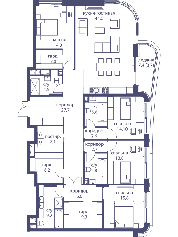 5 ккв (Евро) 202,4 м²