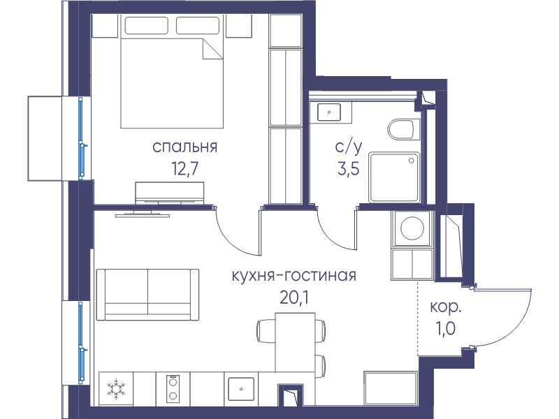 2 ккв (Евро) 36,9 м²