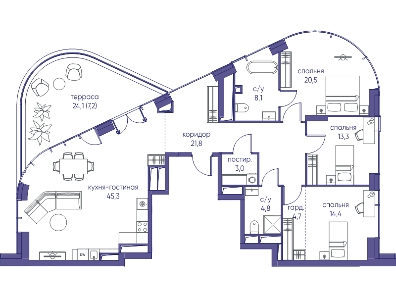 4 ккв (Евро) 143,2 м²