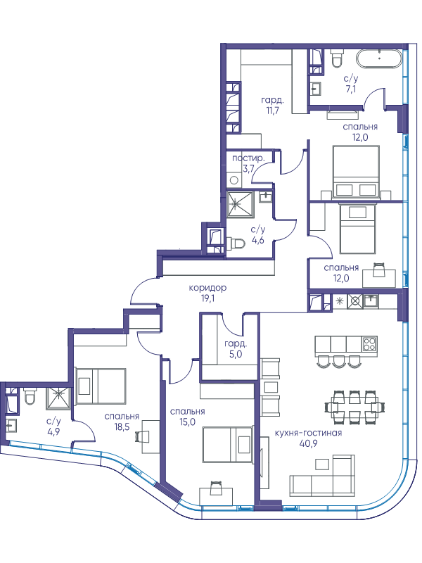 5 ккв (Евро) 154,4 м²