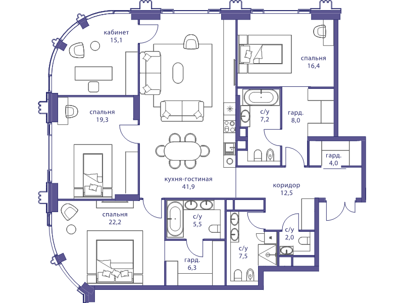5 ккв (Евро) 167,9 м²