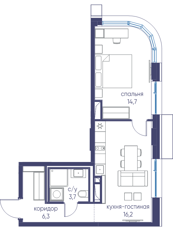 2 ккв (Евро) 40,9 м²