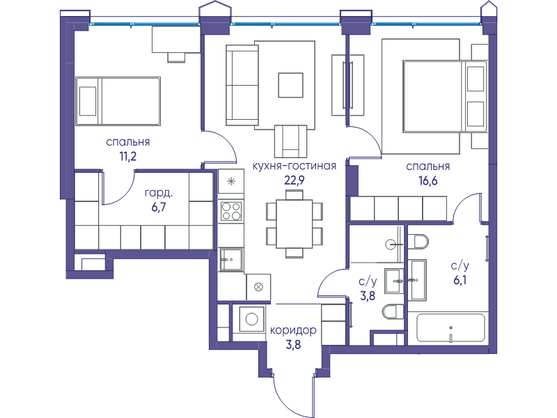 3 ккв (Евро) 71,1 м²