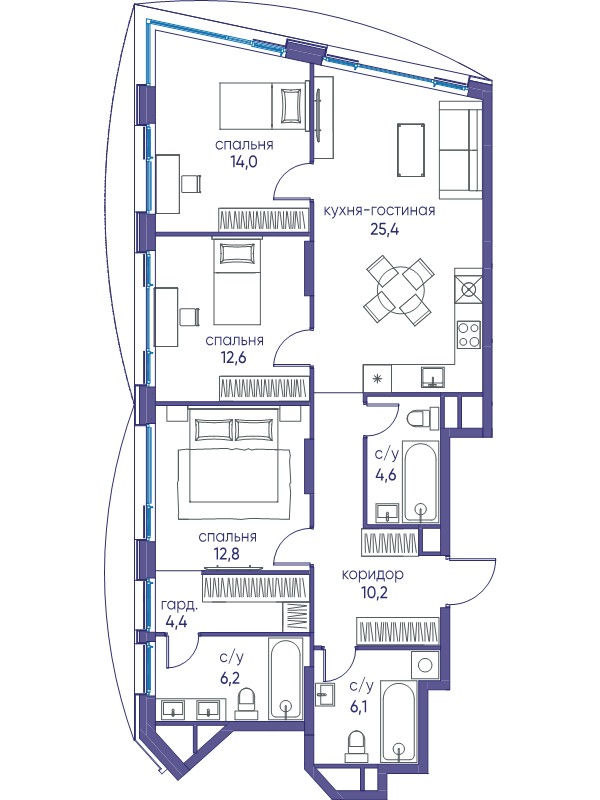 4 ккв (Евро) 96,3 м²