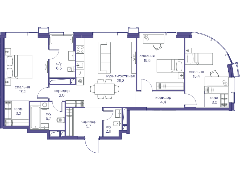 4 ккв (Евро) 107,8 м²