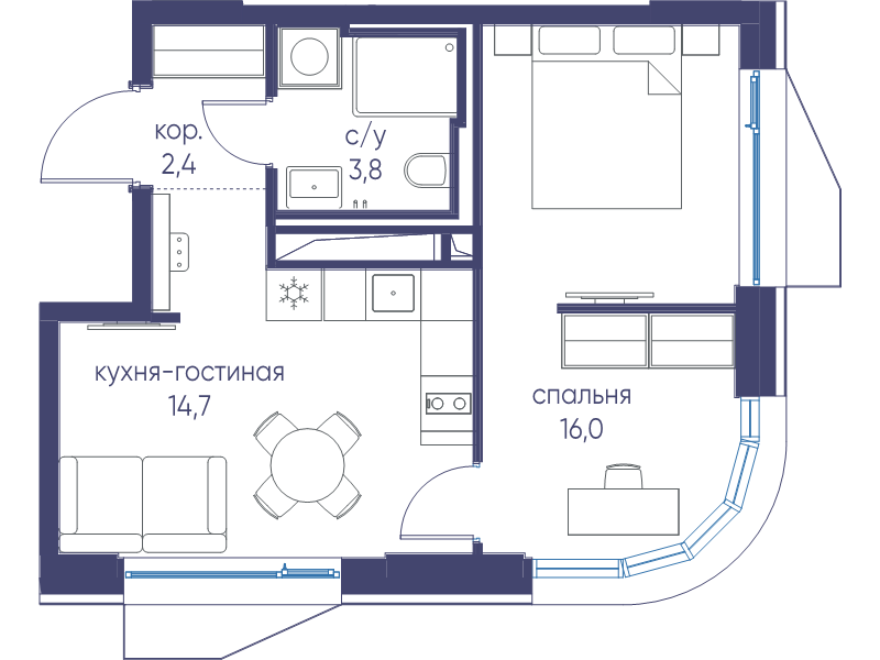 1 ккв 36,9 м²