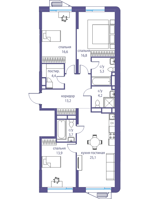4 ккв (Евро) 103,2 м²