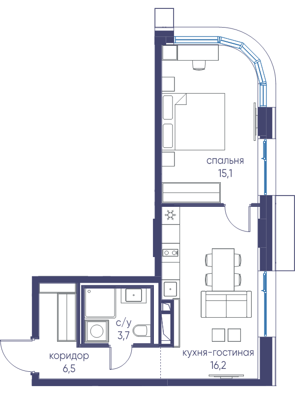 2 ккв (Евро) 41,5 м²