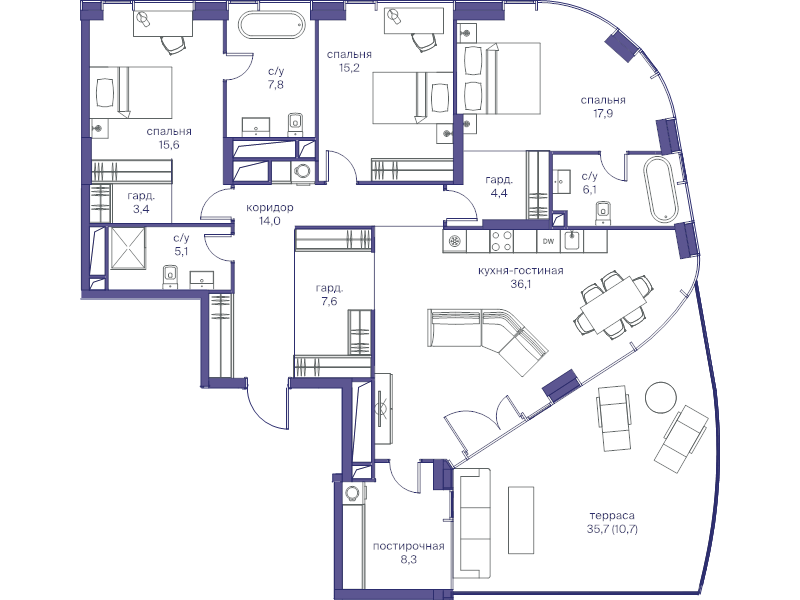 4 ккв (Евро) 152,2 м²