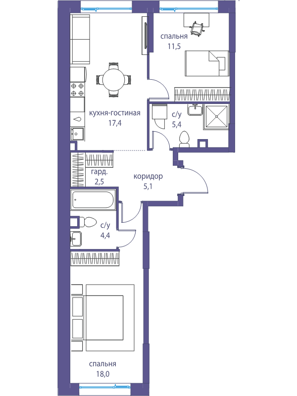 3 ккв (Евро) 64,6 м²