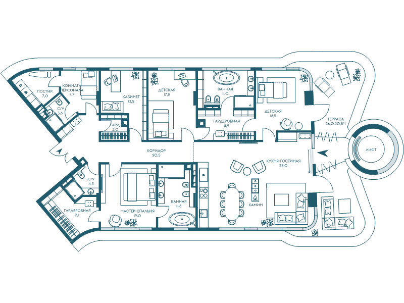 6 ккв (Евро) 218,5 м²