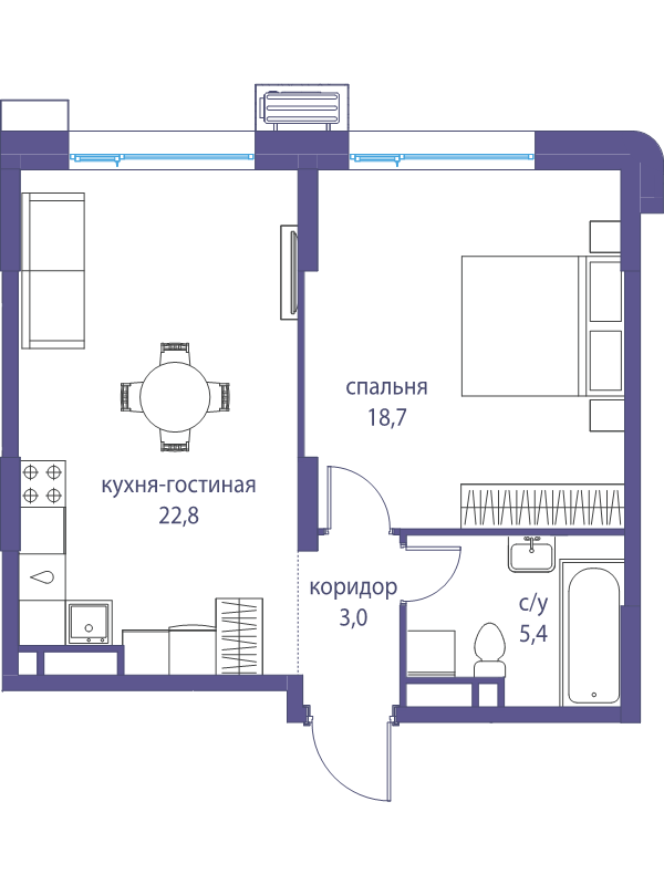 2 ккв (Евро) 49,9 м²