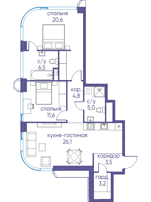 3 ккв (Евро) 81,3 м²