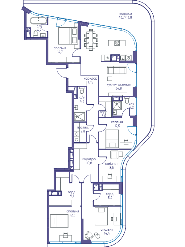 3 ккв 114,7 м²