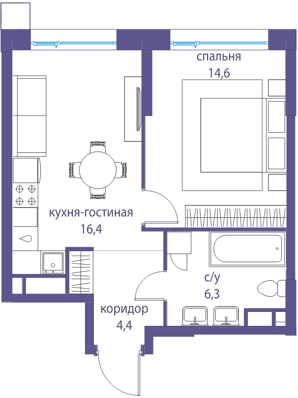 2 ккв (Евро) 41,7 м²