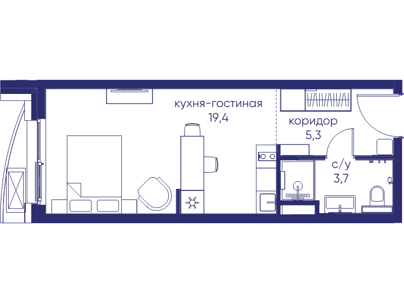 Студия 28,4 м²