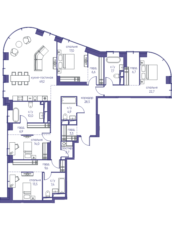 5 ккв (Евро) 210,9 м²