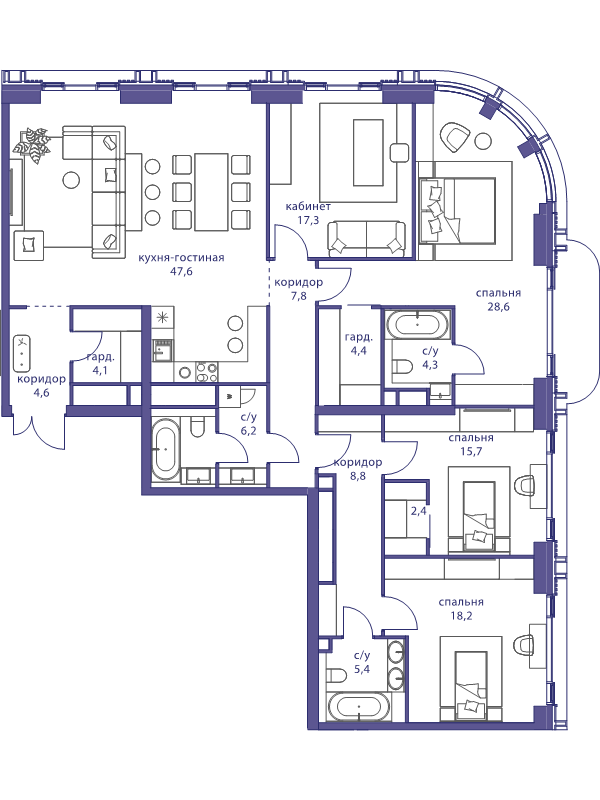 5 ккв (Евро) 178,4 м²