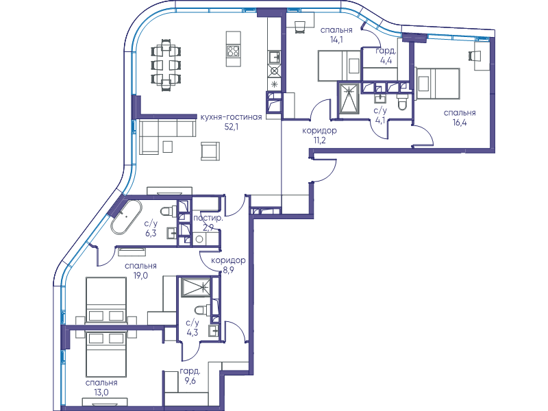 5 ккв (Евро) 166,3 м²
