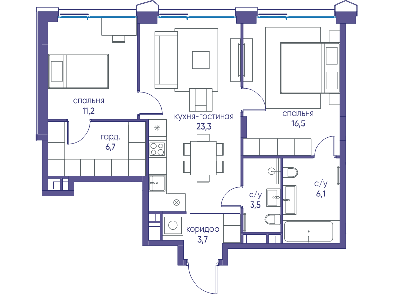 3 ккв (Евро) 71 м²