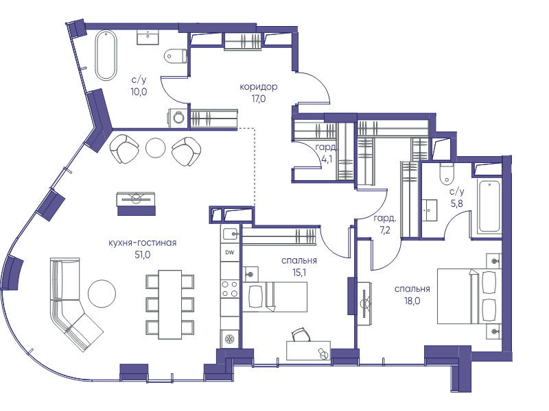 3 ккв (Евро) 128,2 м²