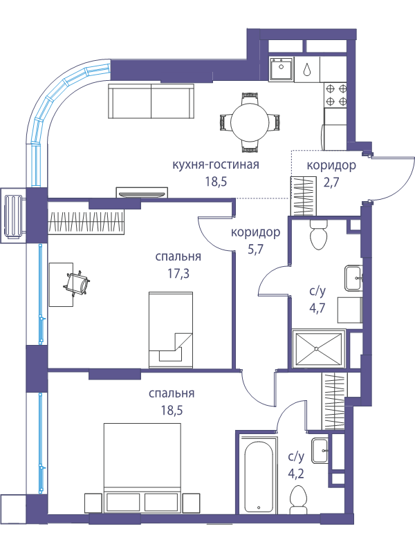 3 ккв (Евро) 71,6 м²