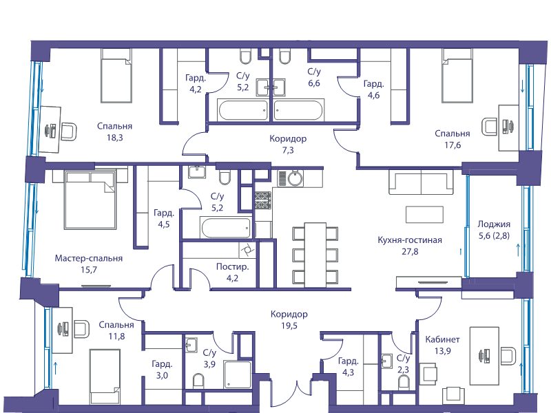 6 ккв (Евро) 182,7 м²