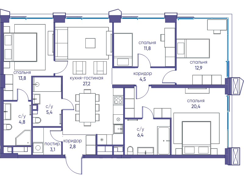 5 ккв (Евро) 113,1 м²