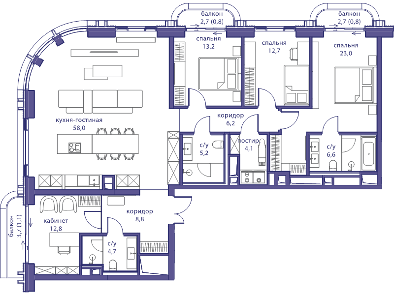 5 ккв (Евро) 158 м²