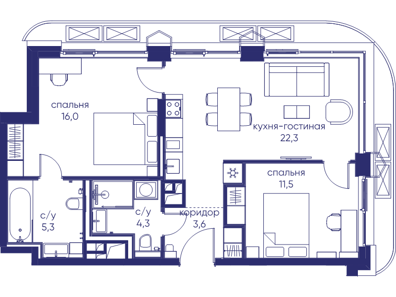3 ккв (Евро) 63 м²