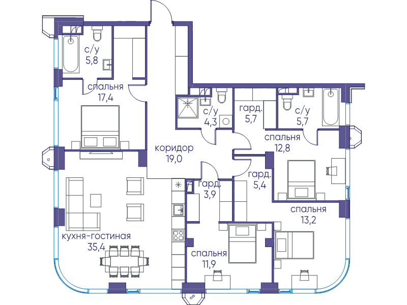 6 ккв (Евро) 140,4 м²