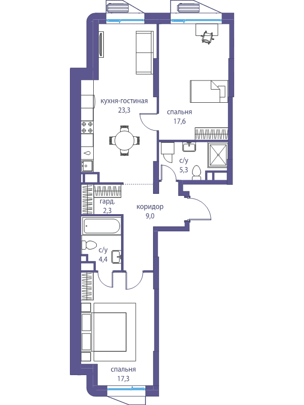 3 ккв (Евро) 79,2 м²