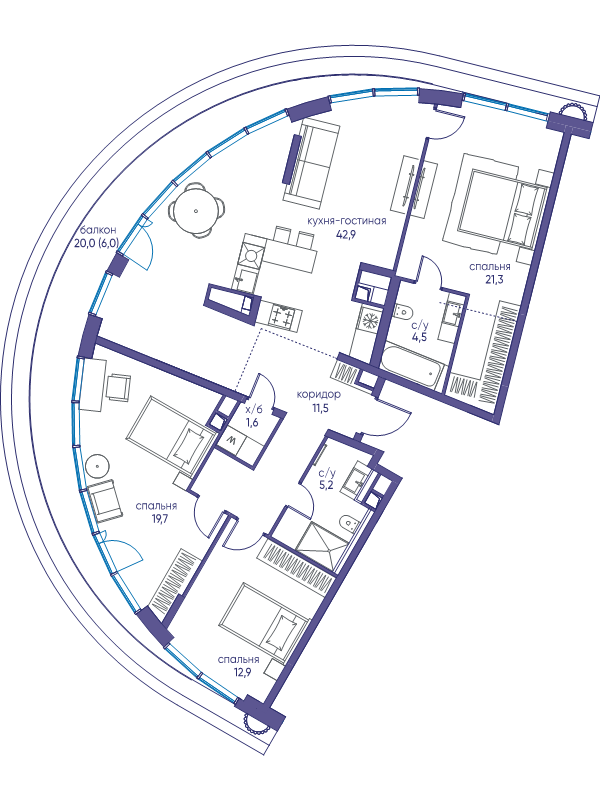 4 ккв (Евро) 125,3 м²
