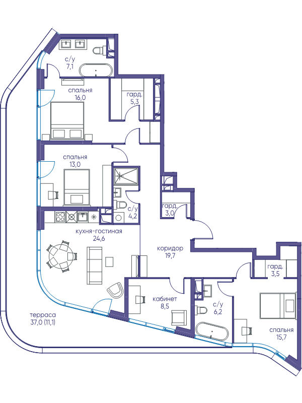 5 ккв (Евро) 134,8 м²