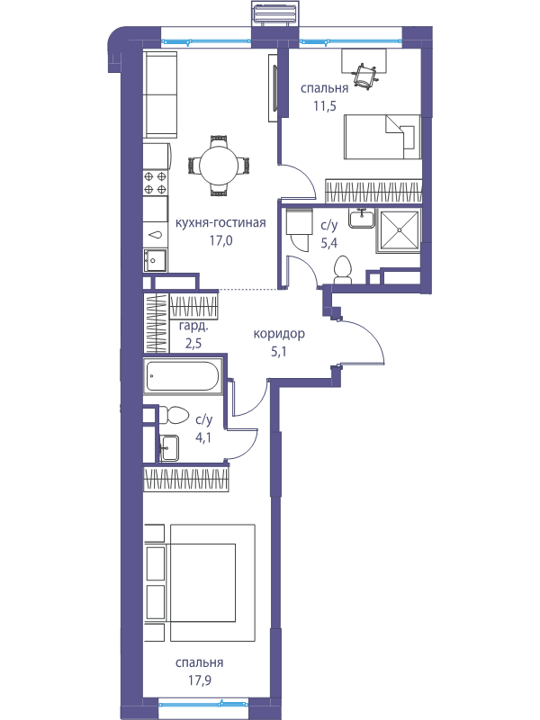 3 ккв (Евро) 63,5 м²