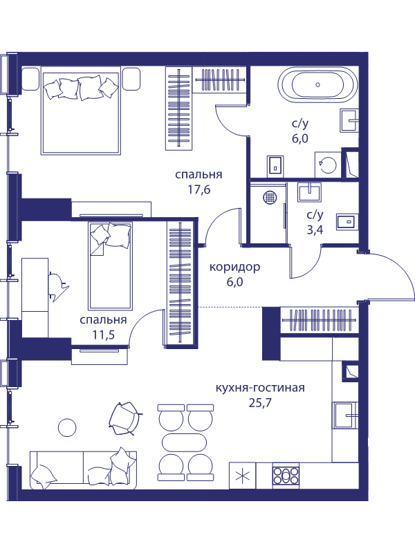 3 ккв (Евро) 70,2 м²
