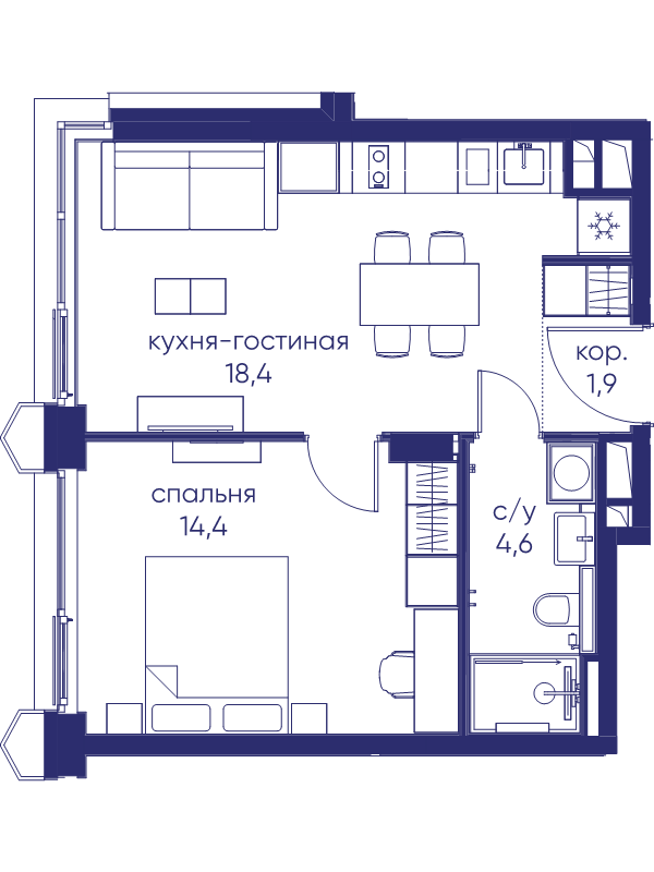2 ккв (Евро) 39,3 м²