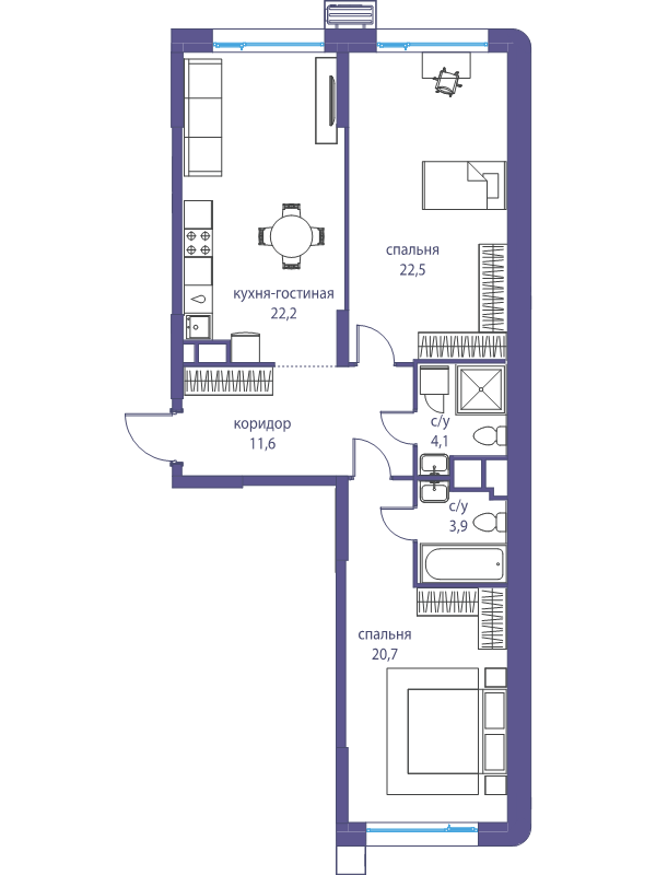 3 ккв (Евро) 85 м²