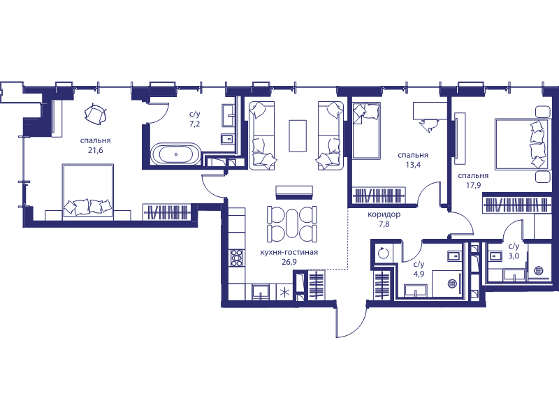 4 ккв (Евро) 102,7 м²